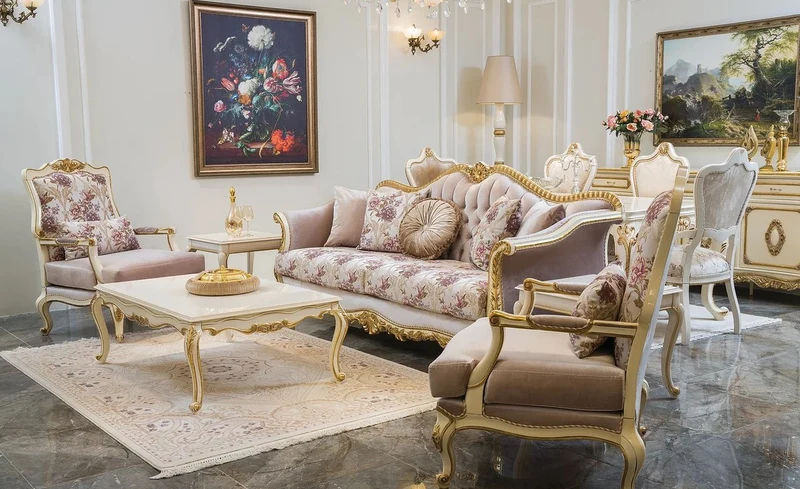 Casa Padrino Luxus Barock Couchtisch Weiß / Gold 121 x 81 x H. 44 cm - Edler Massivholz Wohnzimmertisch im Barockstil - Barock Wohnzimmer Möbel