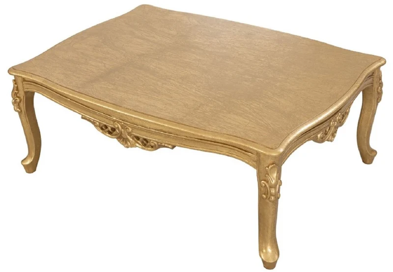 Casa Padrino Luxus Barock Massivholz Couchtisch Gold - Handgefertigter Wohnzimmertisch im Barockstil - Barock Wohnzimmer Möbel
