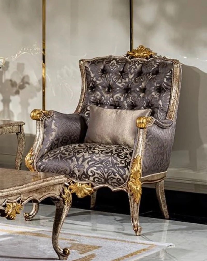Casa Padrino Luxus Barock Wohnzimmer Set Silber / Lila / Antik Silber / Braun / Gold - 2 Sofas & 2 Sessel & 1 Couchtisch - Prunkvolle Wohnzimmer Möbel im Barockstil