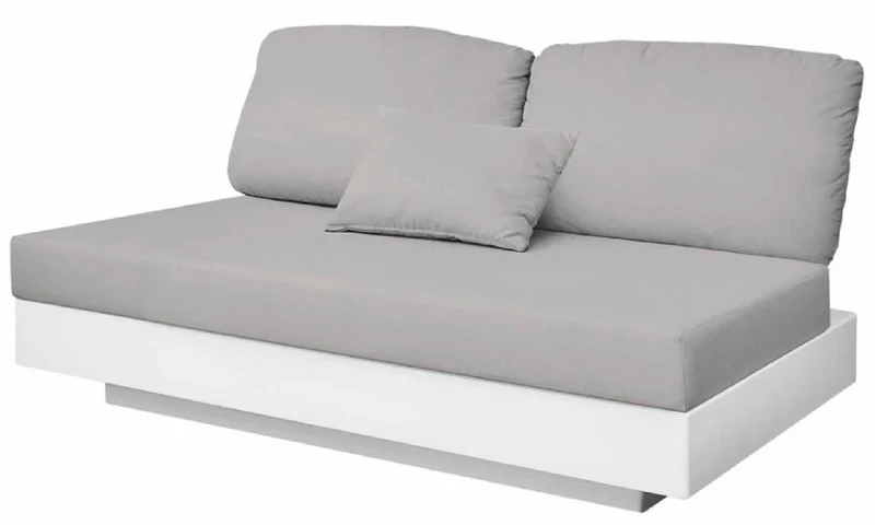 Casa Padrino Luxus 2er Gartensofa Grau / Matt Weiß 140 x 90 x H. 70 cm - Wetterbeständiges Garten Terrassen Sofa - Hotel Möbel - Luxus Qualität