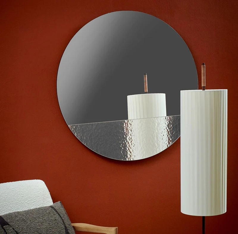 Casa Padrino Luxus Wandspiegel Ø 96 cm - Runder Spiegel mit strukturierter Oberfläche - Wohnzimmer Spiegel - Garderoben Spiegel - Luxus Qualität