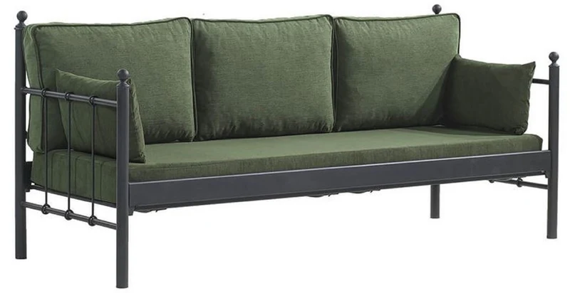 Casa Padrino Jugendstil Gartensofa Schwarz / Dunkelgrün 200 x 70 x H. 92 cm - Garten Sofa - Terrassen Sofa - Jugendstil Garten & Terrassen Möbel
