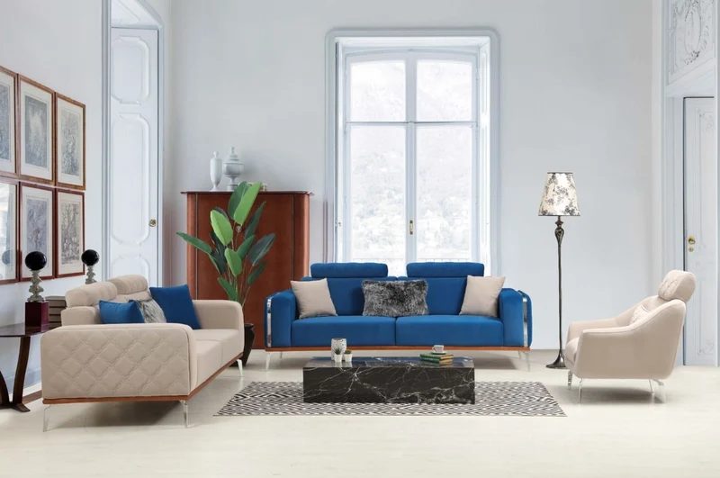 Casa Padrino Luxus Wohnzimmer Sofa mit verstellbarer Rückenlehne Beige / Braun / Silber 225 x 95 x H. 89 cm - Luxus Wohnzimmer Möbel