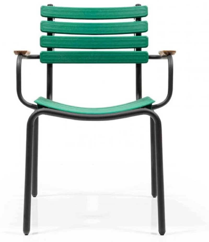 Casa Padrino Luxus Gartenstuhl Set Grün / Braun / Schwarz 50 x 45 x H. 79 cm - Moderne Gartenstühle mit Armlehnen - Garten & Gastronomie Möbel