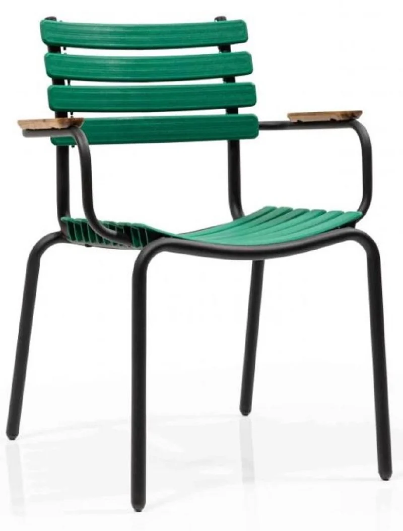 Casa Padrino Luxus Gartenstuhl Set Grün / Braun / Schwarz 50 x 45 x H. 79 cm - Moderne Gartenstühle mit Armlehnen - Garten & Gastronomie Möbel