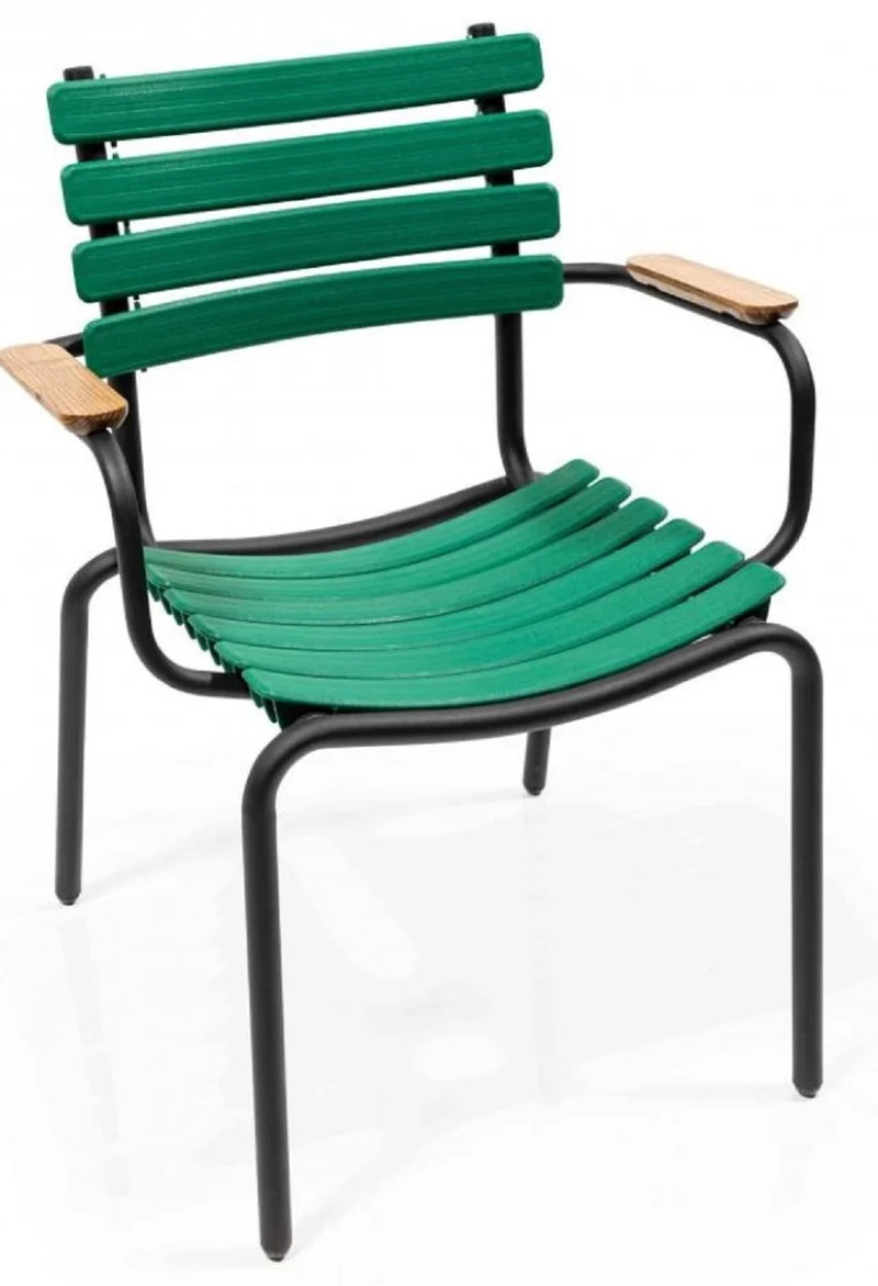 Casa Padrino Luxus Gartenstuhl Set Grün / Braun / Schwarz 50 x 45 x H. 79 cm - Moderne Gartenstühle mit Armlehnen - Garten & Gastronomie Möbel