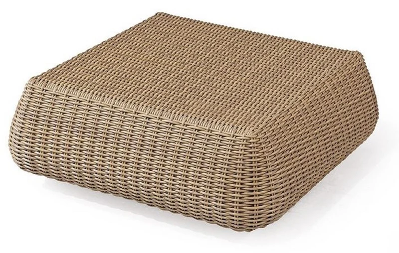 Casa Padrino Luxus Gartentisch Naturfarben 82 x 82 x H. 30 cm - Handgewebter Wetterbeständiger Couchtisch - Garten Terrassen Tisch Möbel - Luxus Kollektion