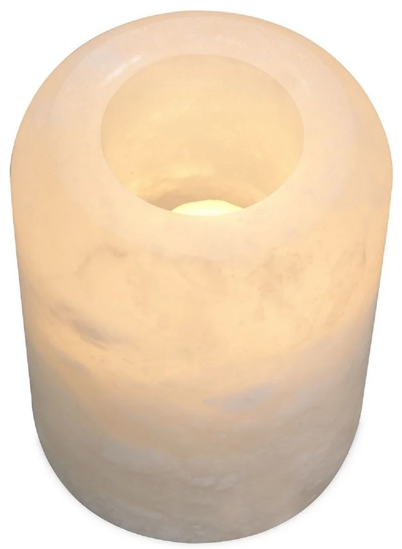 Casa Padrino Luxus Alabaster Teelichthalter Ø 12 x H. 16 cm - Deko Accessoires - Luxus Qualität