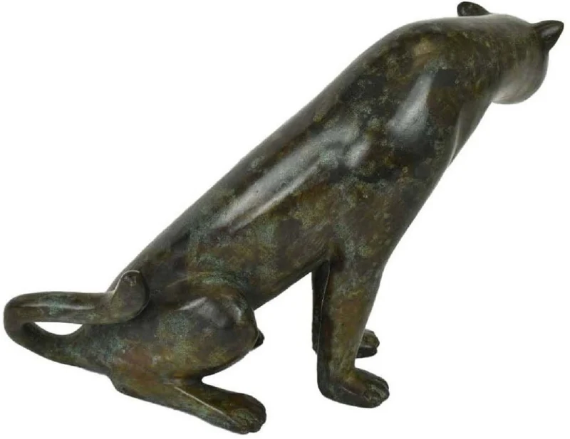 Casa Padrino Luxus Bronzefigur Gepard Schwarz / Grün 20 x 33 x H. 22 cm - Bronze Skulptur - Dekofigur - Luxus Deko Accessoires