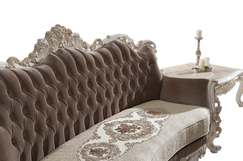 Casa Padrino Luxus Barock Wohnzimmer Sofa mit dekorativen Kissen Braun / Beige / Weiß / Gold 240 x 90 x H. 120 cm - Edle Barock Wohnzimmer Möbel