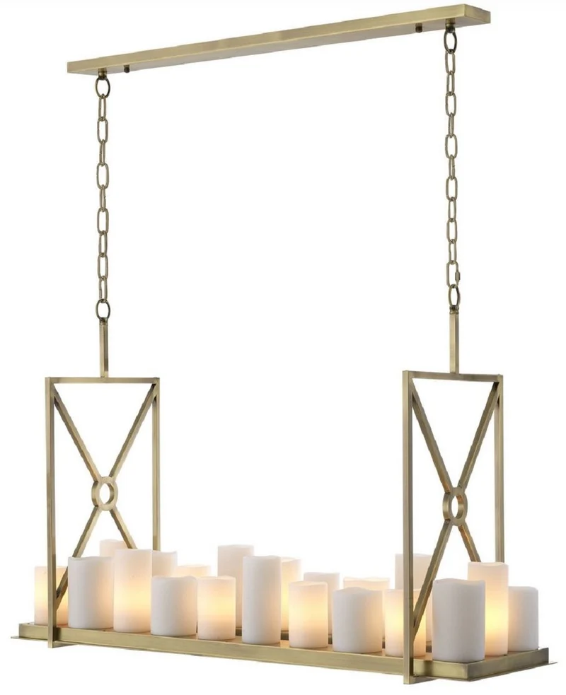 Casa Padrino Luxus LED Kronleuchter Messingfarben / Weiß 120 x 39 x H. 79 cm - Moderner Kronleuchter mit Fernbedienung - Luxus Qualität