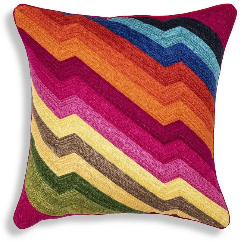 Casa Padrino Luxus Deko Kissen Mehrfarbig 50 x 50 cm - Edles Zierkissen mit elegantem Muster - Luxus Qualität - Wohnzimmer Deko Accessoires