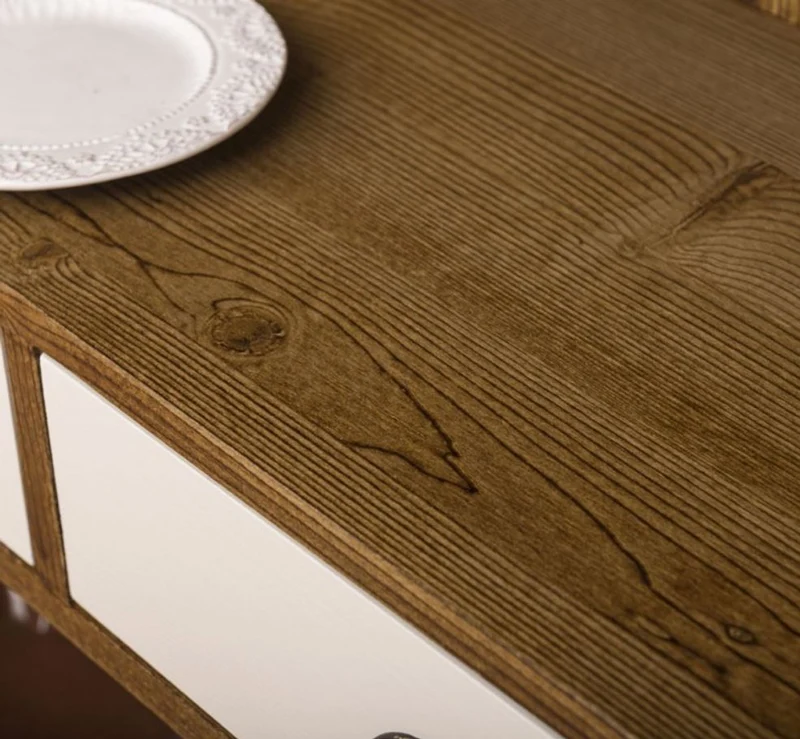 Casa Padrino Landhausstil Regalschrank Braun / Weiß 140 x 39 x H. 197 cm - Landhausstil Schrank mit 3 Schubladen - Massivholz Küchenschrank - Landhausstil Möbel