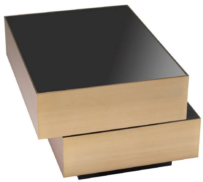 Casa Padrino Luxus Beistelltisch Messingfarben / Anthrazitgrau / Schwarz 62 x 80 x H. 48 cm - Wohnzimmer Möbel - Luxus Qualität