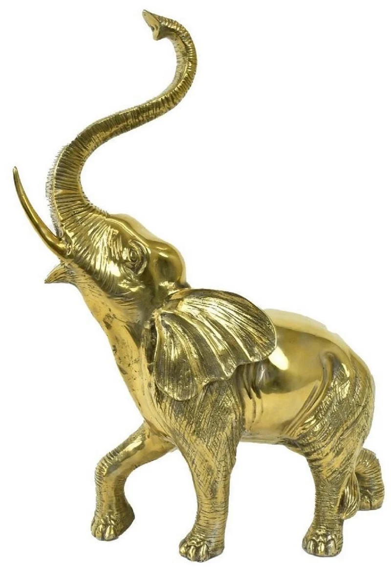 Casa Padrino Luxus Bronzefigur Elefant Gold 50 x 25 x H. 70 cm - Bronze Skulptur - Dekofigur - Deko Accessoires - Luxus Kollektion