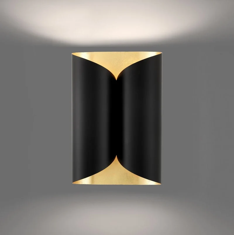 Casa Padrino Designer Wandleuchte Schwarz / Gold 18 x 10,5 x H. 28 cm - Moderne Wohnzimmer Metall Wandlampe - Luxus Qualität