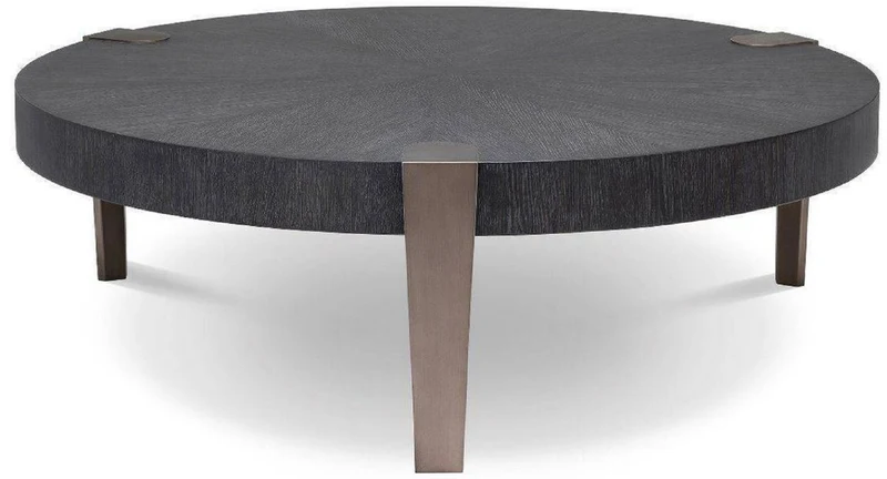 Casa Padrino Luxus Couchtisch Anthrazitgrau / Bronzefarben Ø 121 x H. 38,5 cm - Runder Wohnzimmertisch - Wohnzimmer Möbel - Luxus Qualität