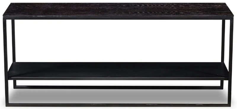 Casa Padrino Luxus Konsole Anthrazitgrau 120 x 35 x H. 51 cm - Massivholz Konsolentisch mit Edelstahl Gestell - Luxus Möbel