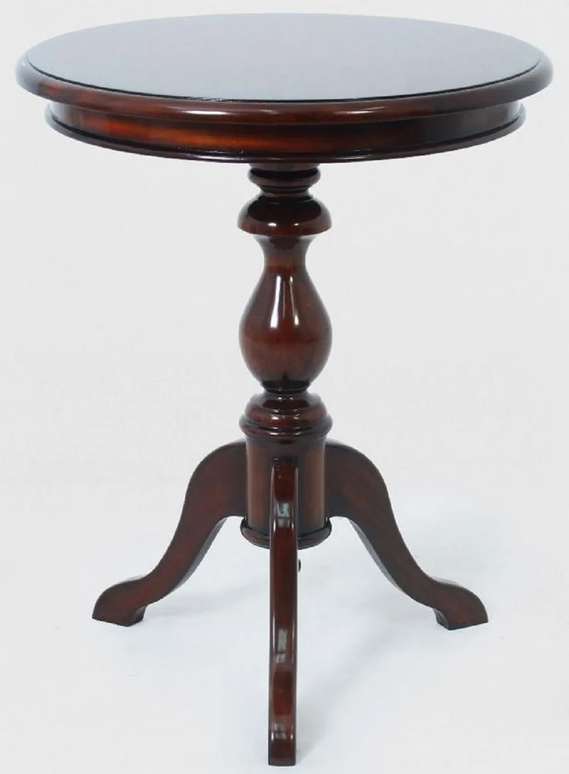 Casa Padrino Luxus Barock Beistelltisch Dunkelbraun Ø 50 x H. 62 cm - Runder Mahagoni Tisch - Mahagoni Möbel im Barockstil