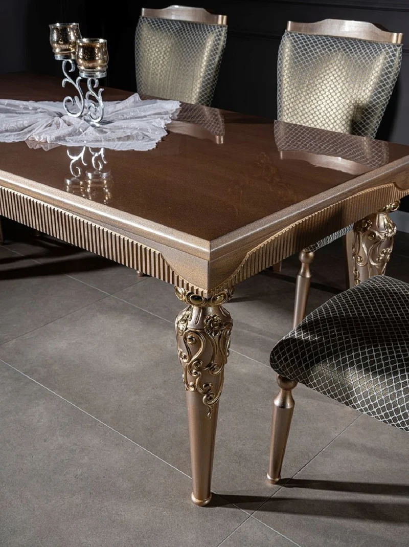 Casa Padrino Luxus Barock Esszimmerstuhl Grün / Silber / Kupfer / Gold - Handgefertigter Massivholz Küchenstuhl - Esszimmer Möbel im Barockstil