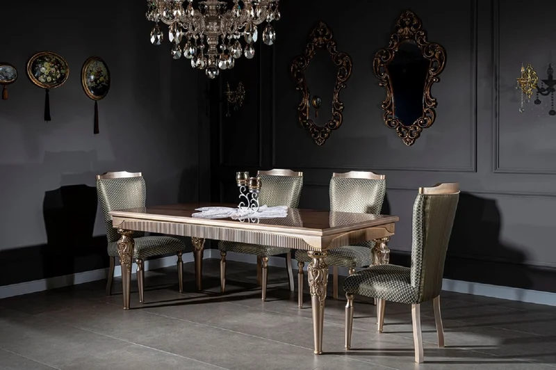 Casa Padrino Luxus Barock Esszimmerstuhl Grün / Silber / Kupfer / Gold - Handgefertigter Massivholz Küchenstuhl - Esszimmer Möbel im Barockstil