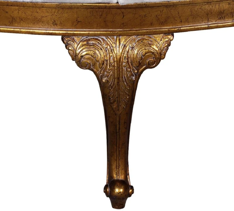 Casa Padrino Luxus Barock Rundsofa Weiß / Antik Gold - Handgefertigtes rundes Samt Sofa - Barock Hotel & Restaurant Möbel