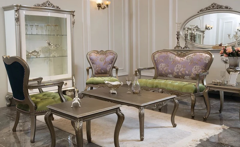 Casa Padrino Luxus Barock Sitzbank Lila / Grün / Silber 125 x 60 x H. 103 cm - Wohnzimmer Bank mit Blumenmuster - Barock Wohnzimmer Möbel - Edel & Prunkvoll