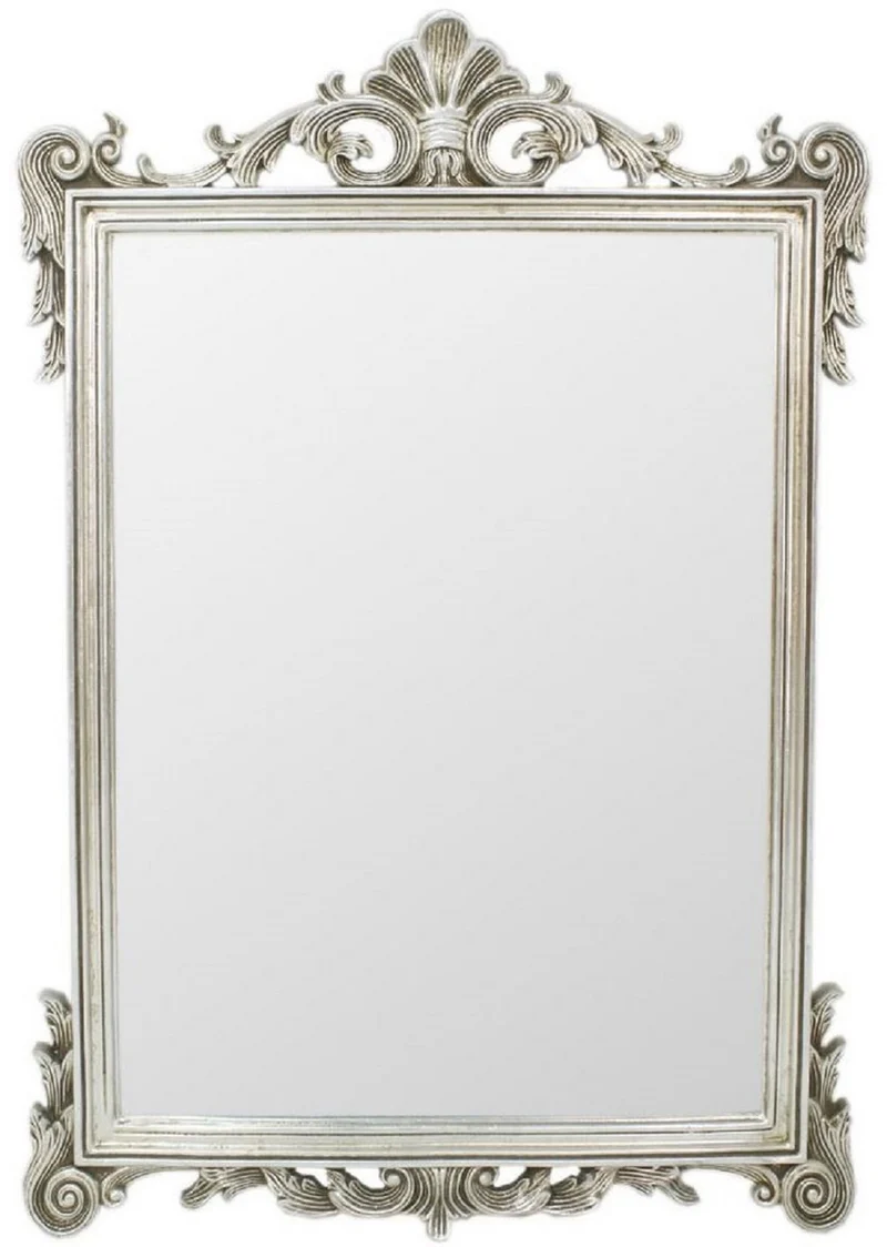 Casa Padrino Barock Spiegel Silber 75 x H. 110 cm - Wandspiegel im Barockstil - Antik Stil Garderoben Spiegel - Wohnzimmer Spiegel - Barock Möbel