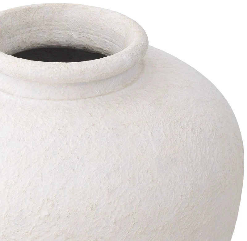 Casa Padrino Luxus Tonvase Matt Weiß Ø 64 x H. 83 cm - Handgefertigte Runde Deko Vase - Wohnzimmer Deko - Garten Deko - Deko Accessoires