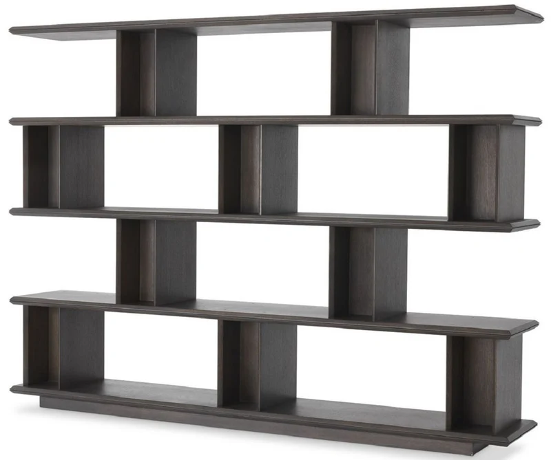 Casa Padrino Luxus Massivholz Regalschrank Mokkafarben 230 x 40 x H. 170 cm - Eichenfurnier Schrank - Bücherschrank - Luxus Wohnzimmer Möbel