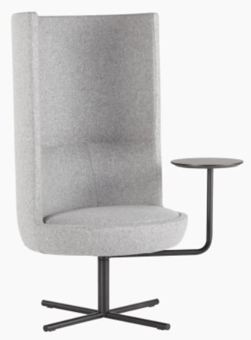 Casa Padrino Luxus Drehsessel Grau / Schwarz Ø 70 x H. 126 cm - Hochlehn Sessel mit verstellbarer Ablagefläche - Hotel Sessel - Hotel Möbel