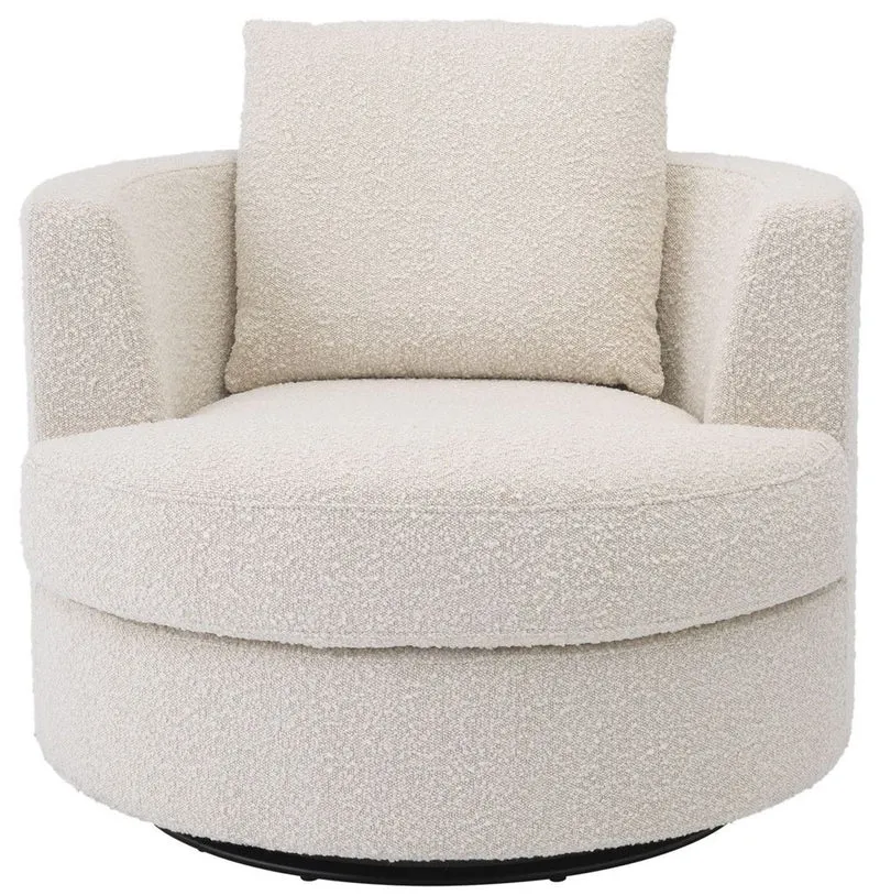 Casa Padrino Luxus Drehsessel Creme Ø 95 x H. 70 cm - Runder Wohnzimmer Sessel - Luxus Wohnzimmer Möbel