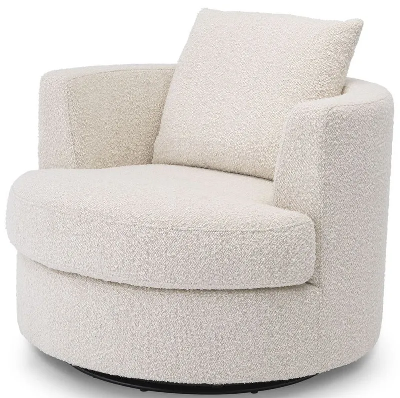 Casa Padrino Luxus Drehsessel Creme Ø 95 x H. 70 cm - Runder Wohnzimmer Sessel - Luxus Wohnzimmer Möbel