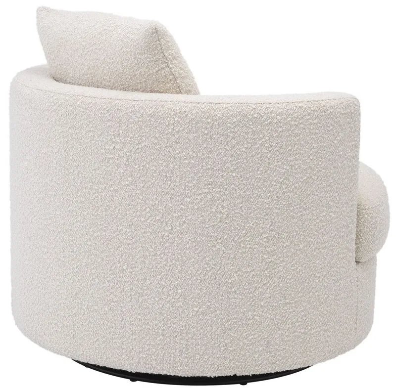 Casa Padrino Luxus Drehsessel Creme Ø 95 x H. 70 cm - Runder Wohnzimmer Sessel - Luxus Wohnzimmer Möbel