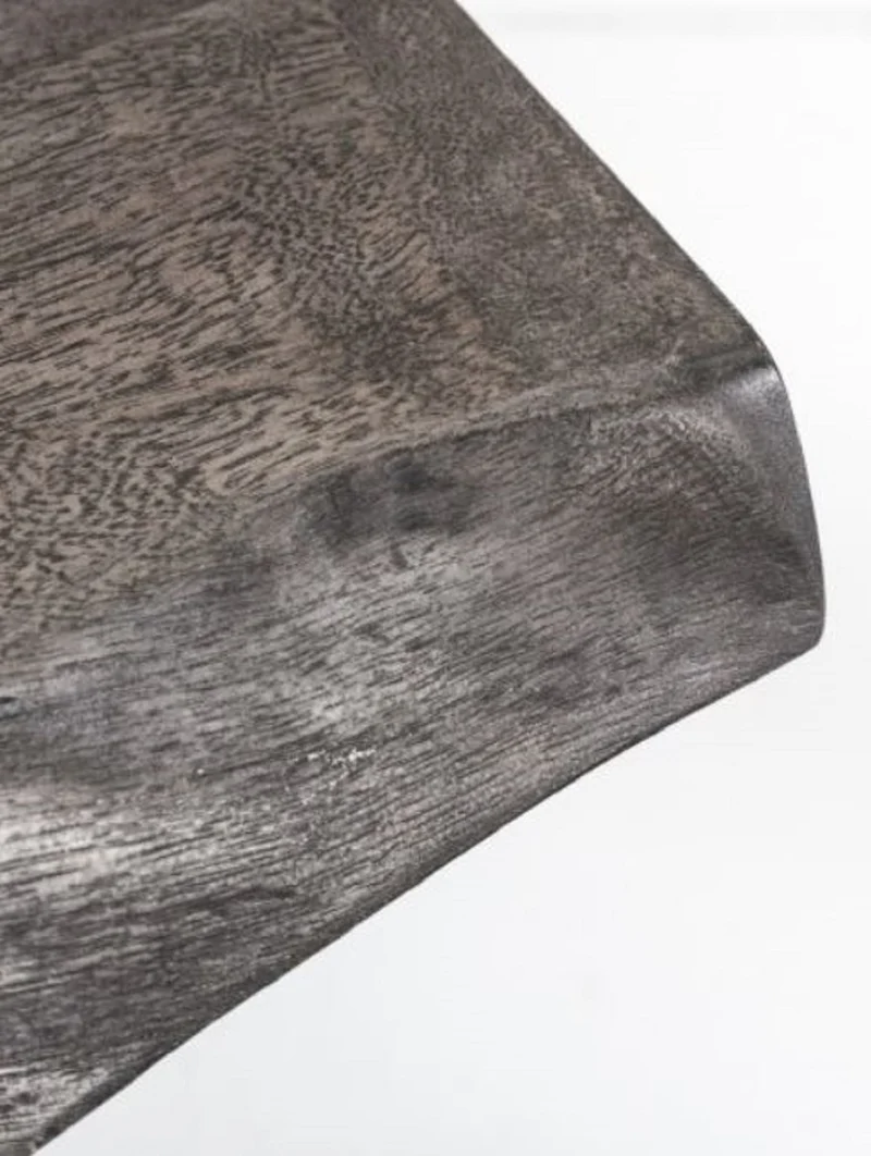 Casa Padrino Industrial Design Beistelltisch Grau 43 x 35 x H. 46 cm - Industrie Stil Metall Tisch mit Massivholz Tischplatte - Industrial Design Möbel