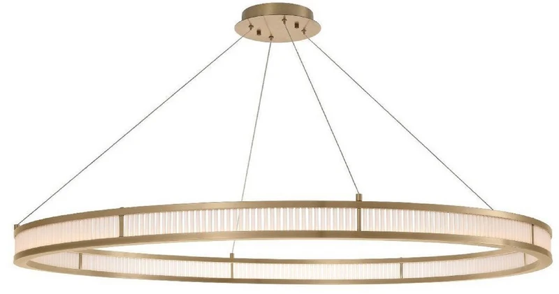 Casa Padrino Luxus LED Kronleuchter Antik Messingfarben / Weiß Ø 139 cm - Moderner runder Kronleuchter - Wohnzimmer Kronleuchter - Hotel Kronleuchter