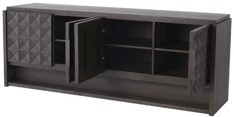 Casa Padrino Luxus Sideboard Mokkafarben / Bronze 219 x 56 x H. 83 cm - Massivholz Schrank mit 4 Türen und 3D Effekt in den Fronten - Luxus Möbel