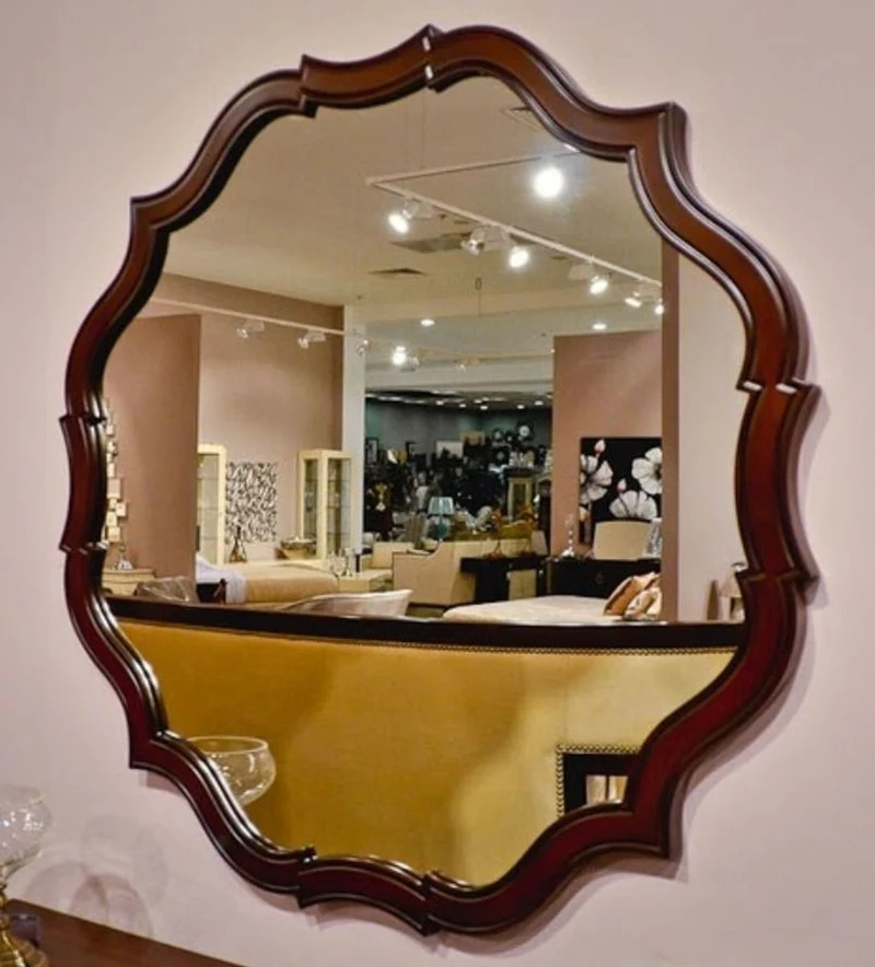 Casa Padrino Art Deco Spiegel Dunkelbraun 89 x 3 x H. 89 cm - Eleganter Mahagoni Wandspiegel - Garderoben Spiegel - Wohnzimmer Spiegel - Art Deco Möbel