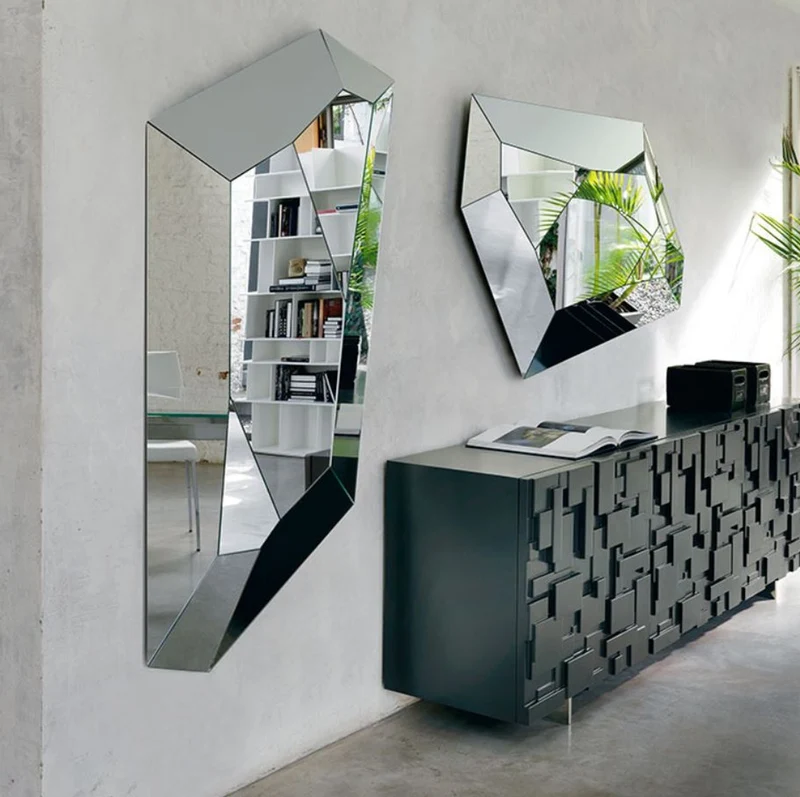 Casa Padrino Luxus Spiegel 100 x 6 x H. 160 cm - Edler Wandspiegel mit verspiegeltem Rand - Luxus Möbel