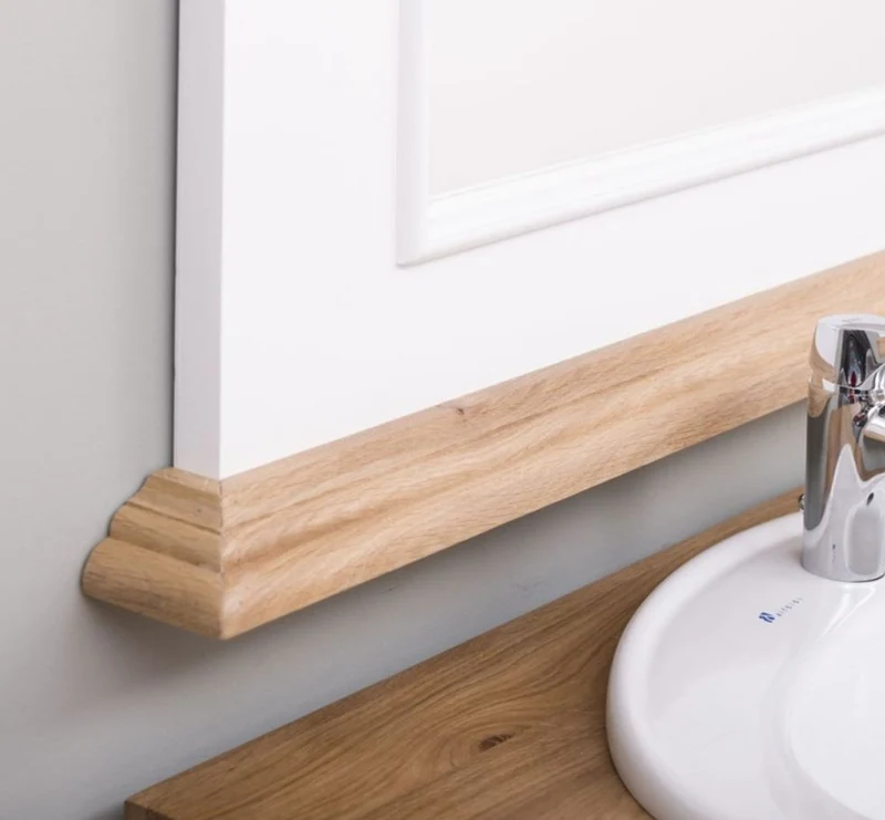 Casa Padrino Landhausstil Badezimmer Set Weiß / Naturfarben - 1 Doppelwaschtisch & 1 Wandspiegel - Massivholz Badezimmermöbel im Landhausstil