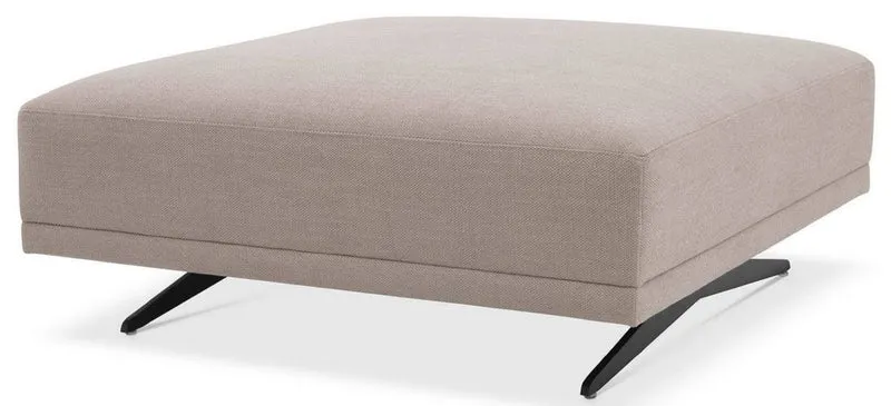Casa Padrino Luxus Hocker Sandfarben / Bronze 108 x 108 x H. 41 cm - Sitzhocker - Fußhocker - Luxus Wohnzimmer Möbel