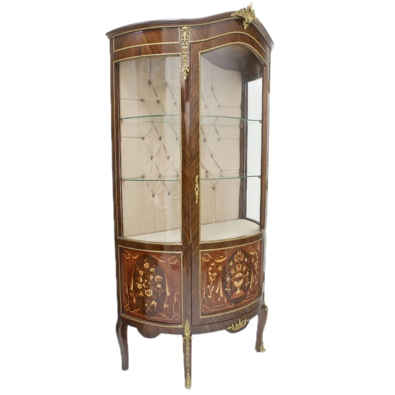 Casa Padrino Barock Glas Vitrine Vitrinenschrank - Barock Möbel - Vitrinenschrank - Wohnzimmerschrank Schrank Mahagoni