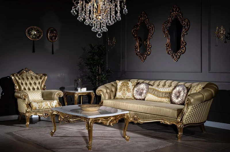 Casa Padrino Luxus Barock Sofa Gold / Weiß 268 x 110 x H. 87 cm - Prunkvolles Wohnzimmer Sofa mit dekorativen Kissen - Wohnzimmer Möbel im Barockstil
