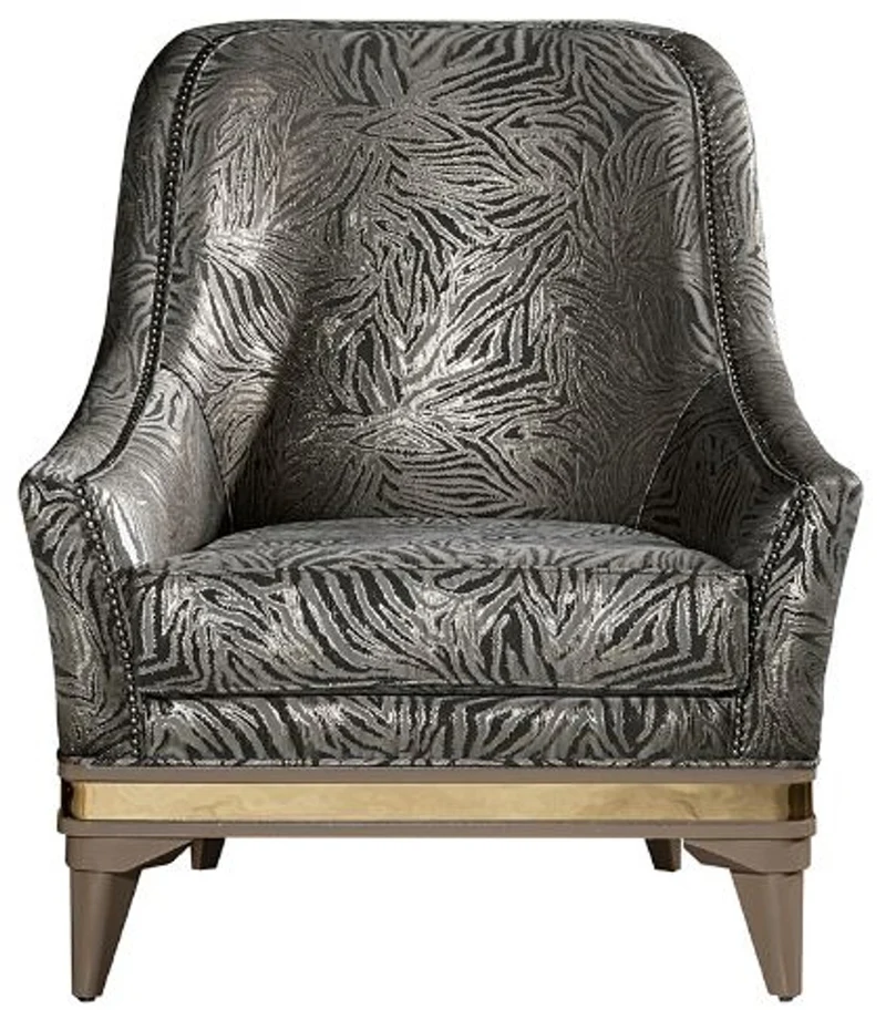 Casa Padrino Luxus Art Deco Wohnzimmer Sessel Silber / Schwarz / Beige / Gold 80 x 83 x H. 97 cm - Art Deco Wohnzimmer Möbel
