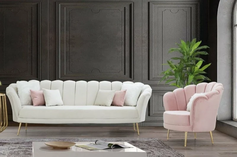 Casa Padrino Designer Art Deco Wohnzimmer Sessel Rosa / Gold 85 x 55 x H. 85 cm - Art Deco Wohnzimmer Möbel