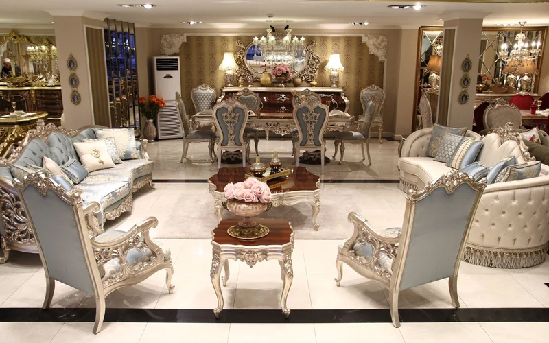 Casa Padrino Luxus Barock Wohnzimmer Sofa Beige / Silber 300 x 95 x H. 115 cm - Prunkvolles Sofa im Barockstil - Edle Barock Wohnzimmer Möbel