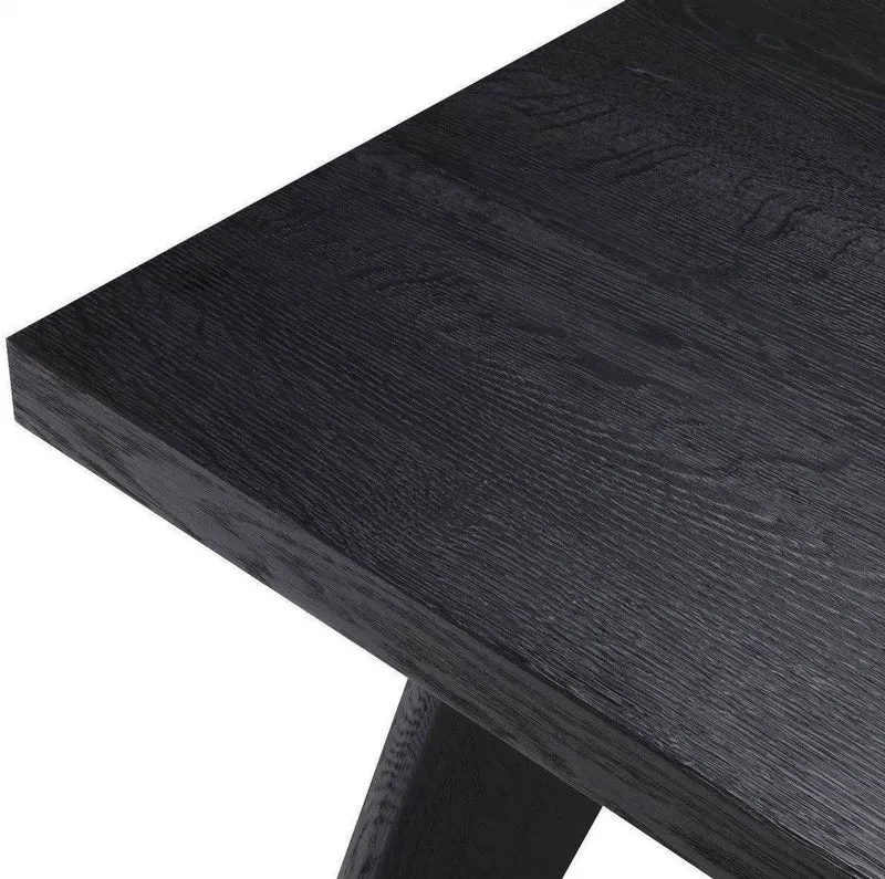 Casa Padrino Luxus Massivholz Esstisch Schwarz 240 x 100 x H. 76 cm - Rechteckiger Eichenholz Küchentisch - Luxus Massivholz Esszimmer Möbel