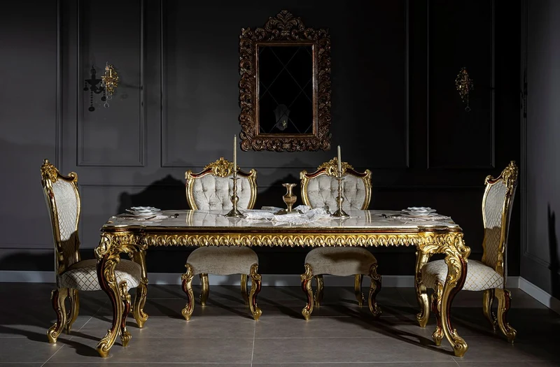 Casa Padrino Luxus Barock Esstisch 230 x 105 x H. 80 cm - Prunkvoller Massivholz Esszimmertisch - Esszimmer Möbel im Barockstil