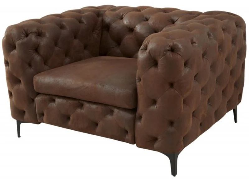 Casa Padrino Chesterfield Wohnzimmer Sessel Antik Braun 120 x 100 x H. 70 cm - Chesterfield Wohnzimmer Möbel
