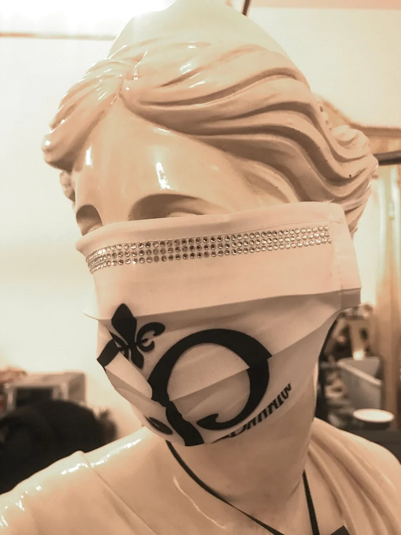 Casa Padrino Bling Bling Maske Weiß / Schwarz - CP Maske mit Glitzersteinen SPECIAL